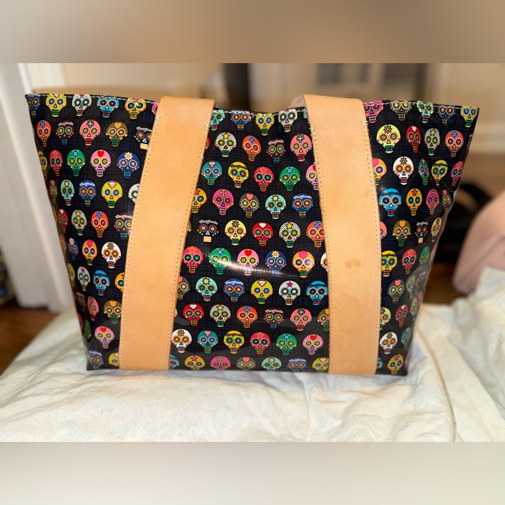 Consuela Black and Tan Skull Pattern Tote